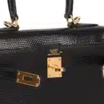 Hermès Vintage Mini Kelly 20 Sellier Black Niloticus Lizard Gold Hardware